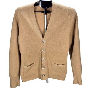 VTG Men's Jaeger Size 38 Camelhair Wool Cardigan Sweater Scotland Old Money